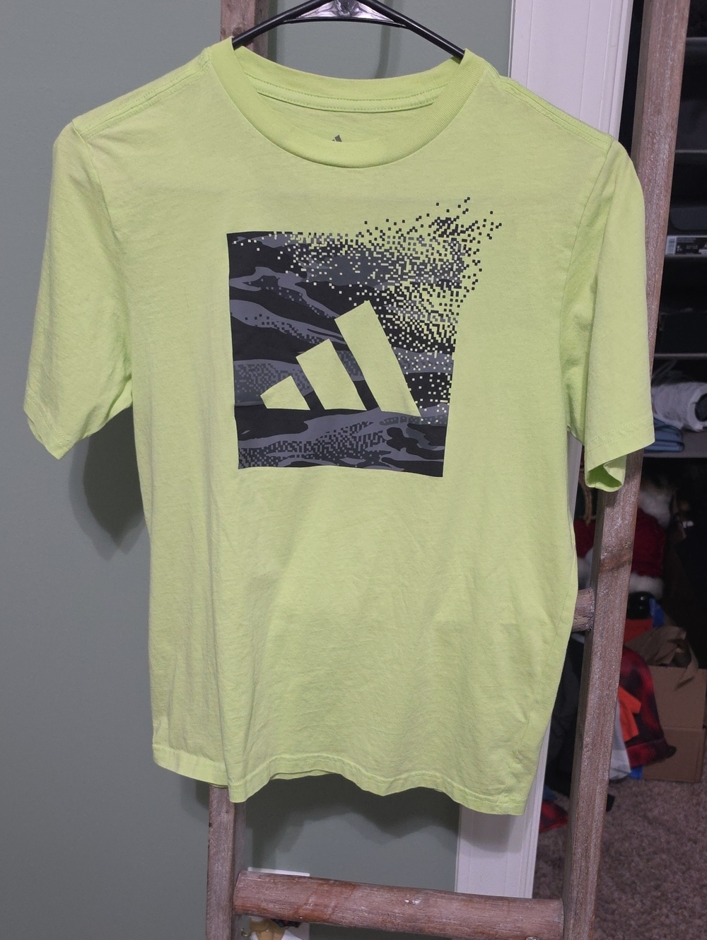 adidas Boys Neon Lime Graphic Logo Short Sleeve Tee
